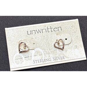 Sterling Silver Open Heart Stud Earrings By Unwritten